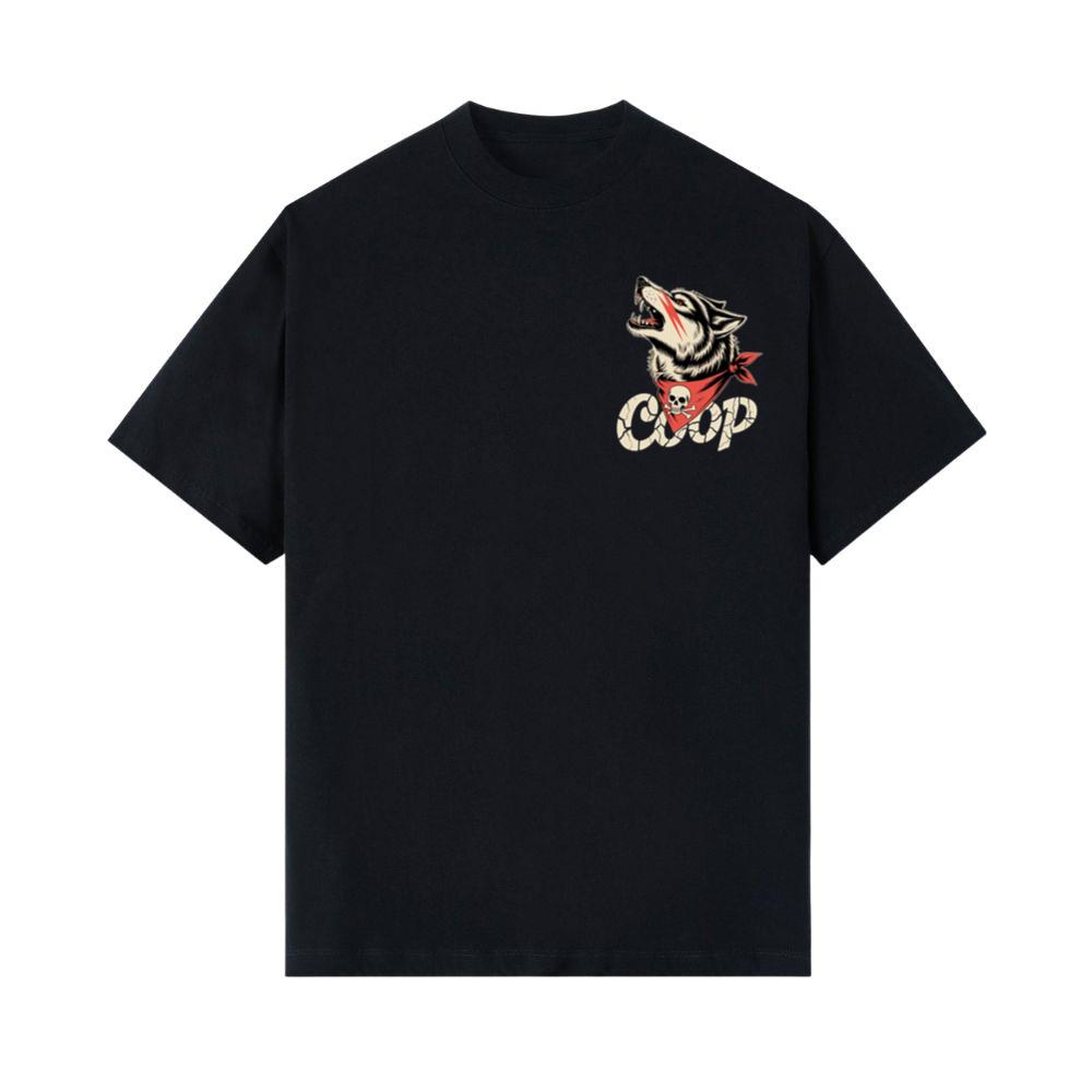 Coop Wolf Howling Retro Style Design T-Shirt