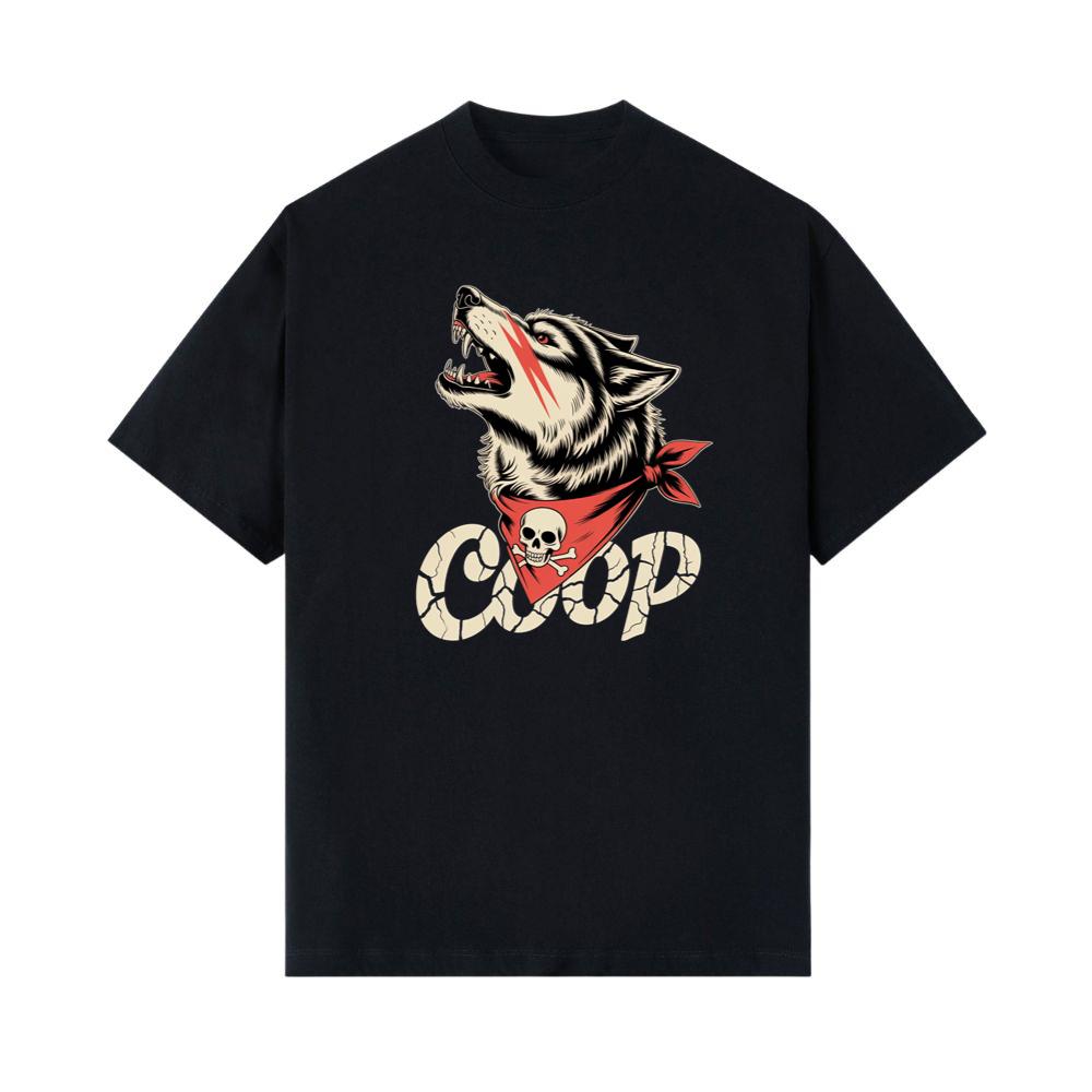 Coop Wolf Howling Retro Style Design T-Shirt