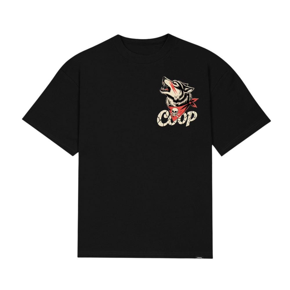 Coop Wolf Howling Retro Style Design T-Shirt