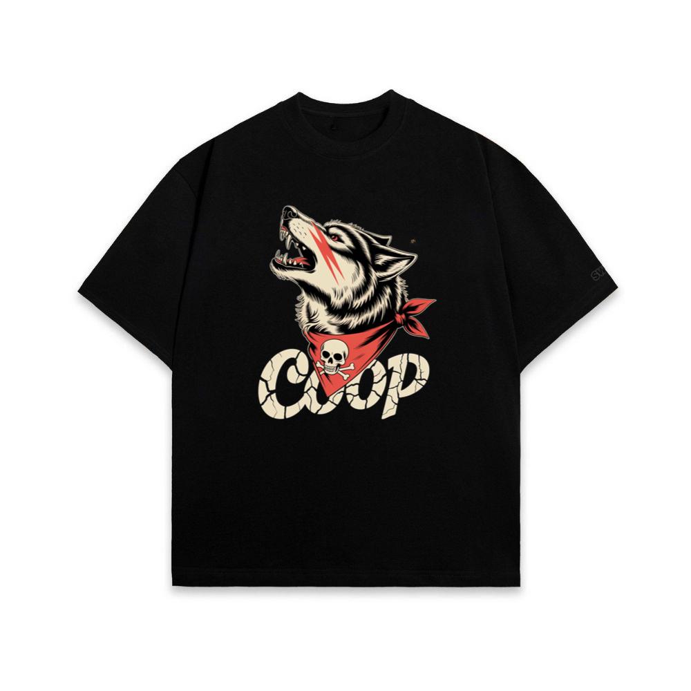 Coop Wolf Howling Retro Style Design T-Shirt