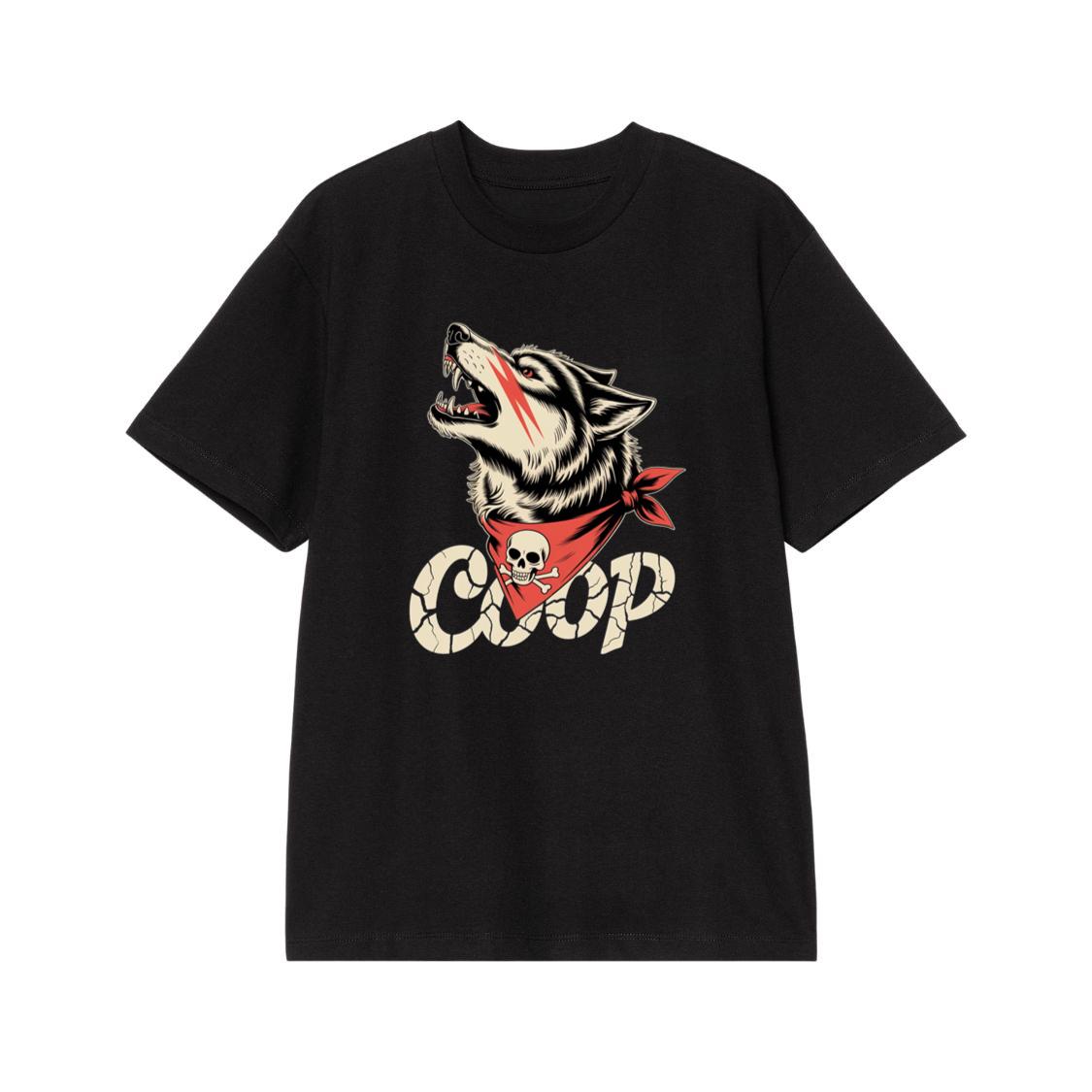 Coop Wolf Howling Retro Style Design T-Shirt
