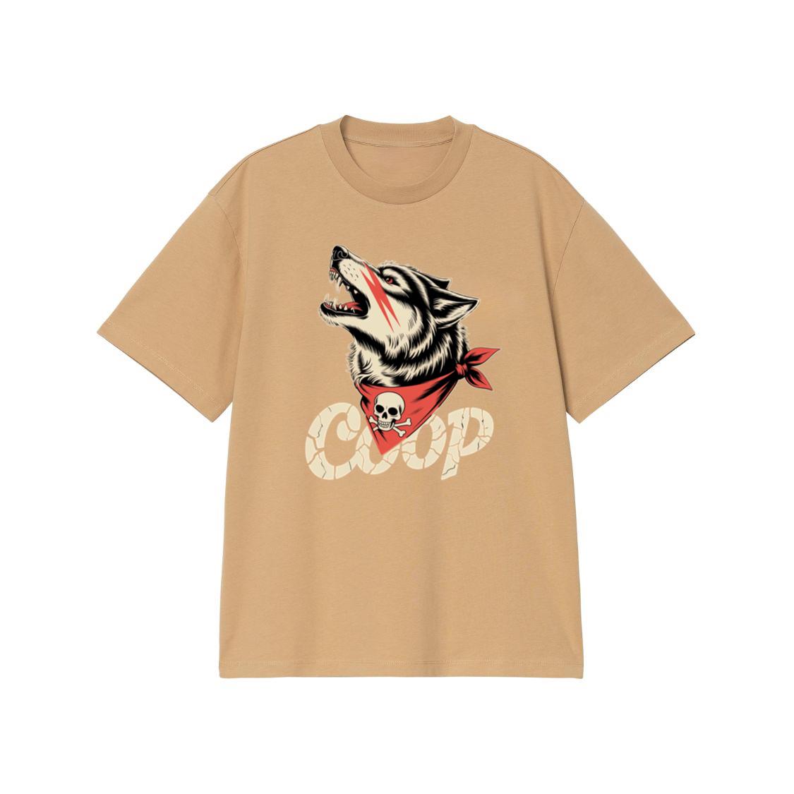 Coop Wolf Howling Retro Style Design T-Shirt - Image 3