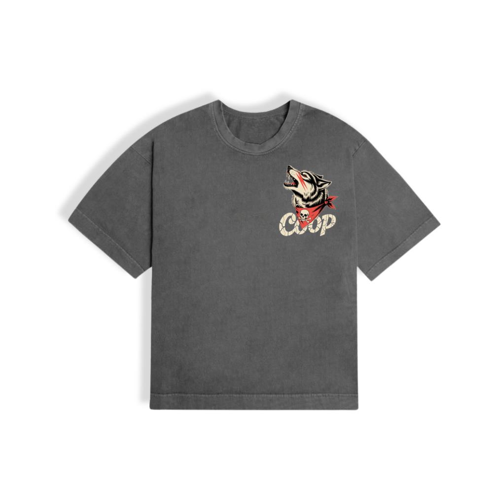 Coop Wolf Howling Retro Style Design T-Shirt - Image 3