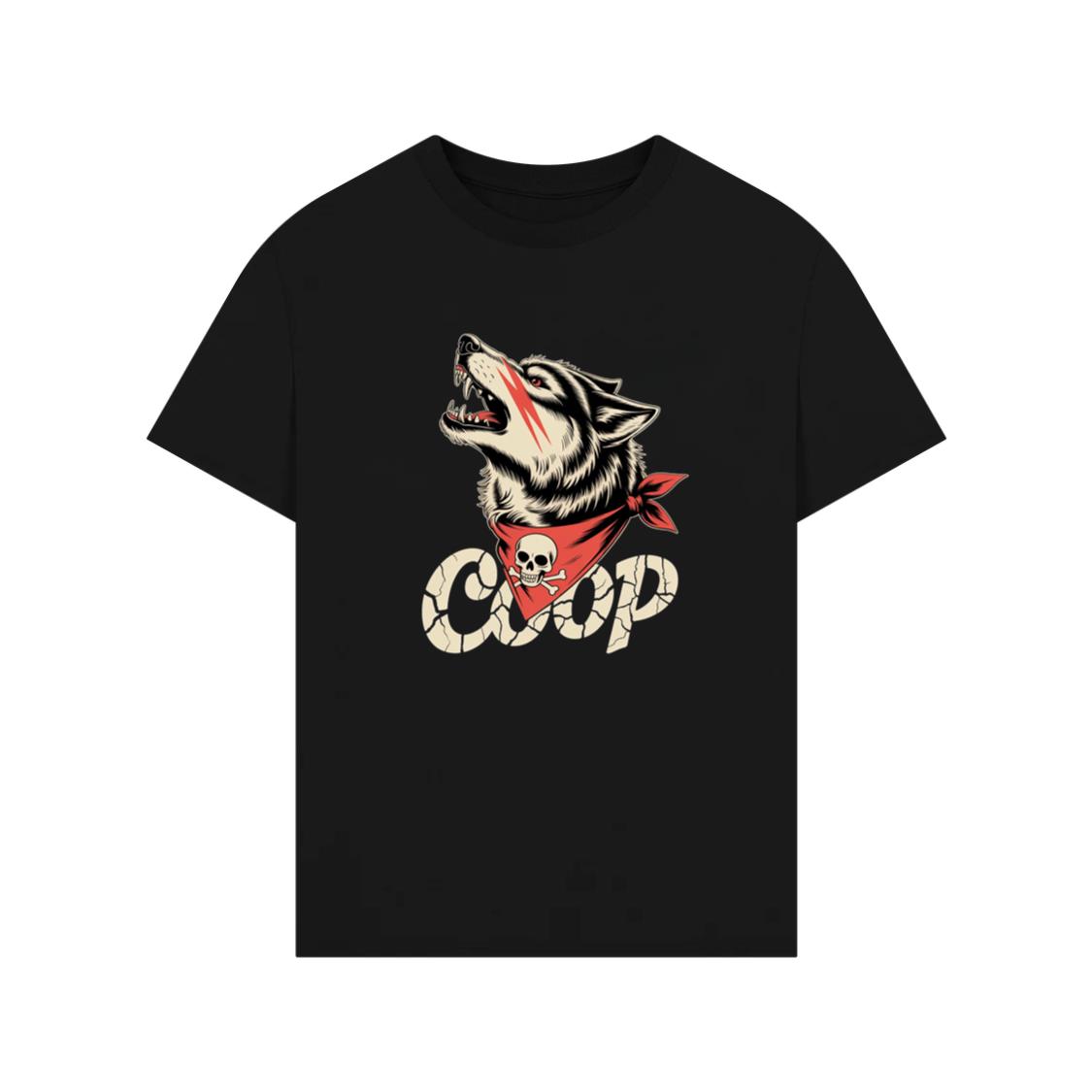 Coop Wolf Howling Retro Style Design T-Shirt
