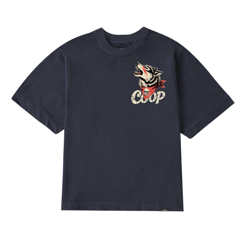 Coop Wolf Howling Retro Style Design T-Shirt - Image 2