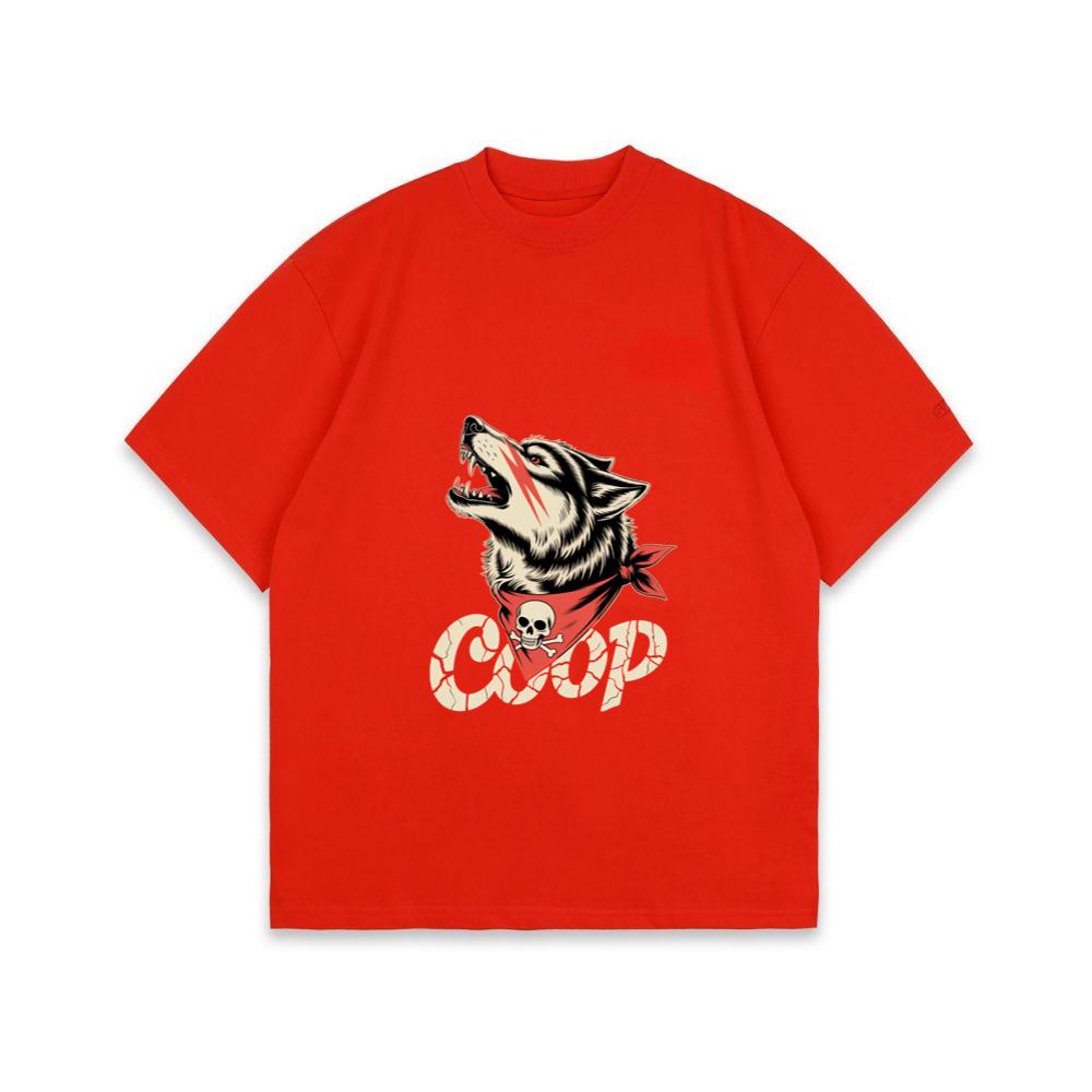 Coop Wolf Howling Retro Style Design T-Shirt