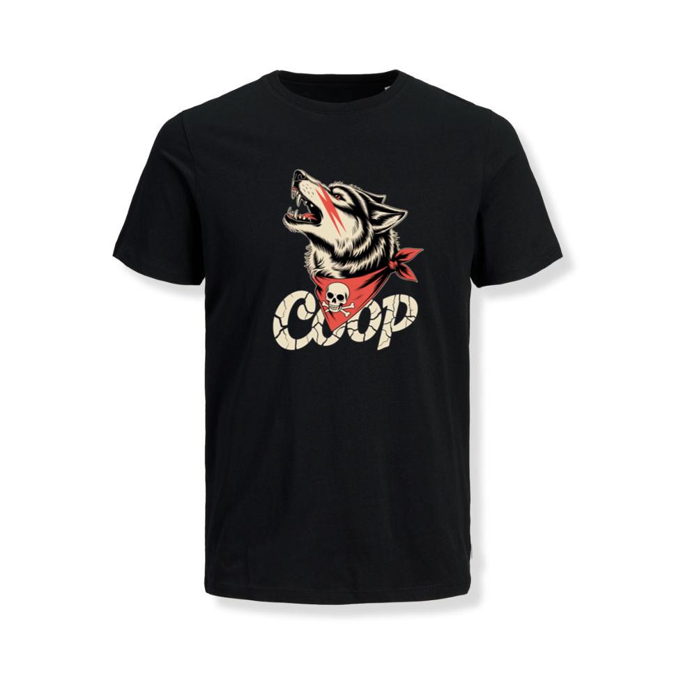 Coop Wolf Howling Retro Style Design T-Shirt