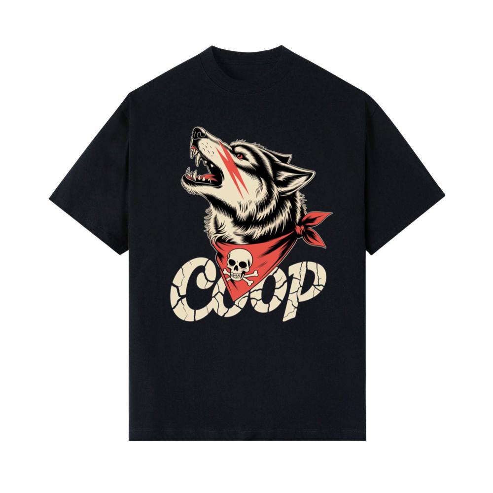 Coop Wolf Howling Retro Style Design T-Shirts