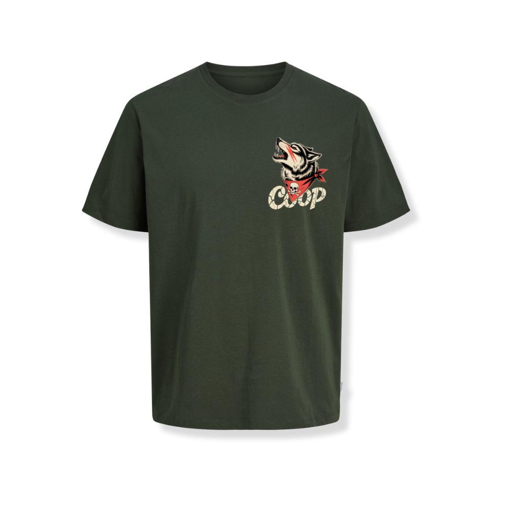Coop Wolf Howling Retro Style Design T-Shirts