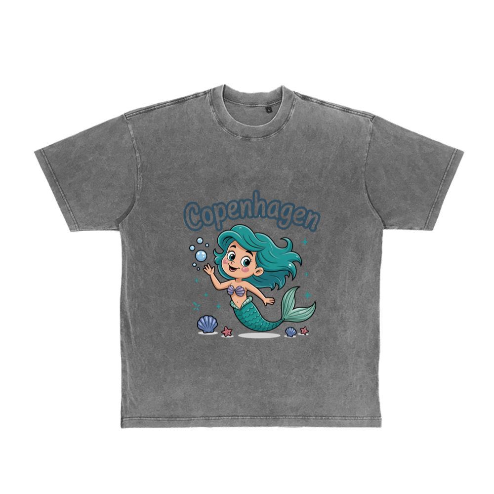 Copenhagen Mermaid Cartoon Travel Souvenir T-Shirt