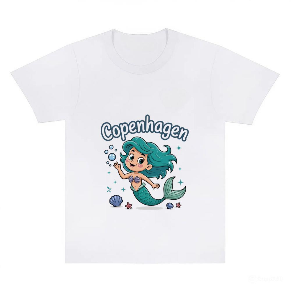 Copenhagen Mermaid Cartoon Travel Souvenir T-Shirt
