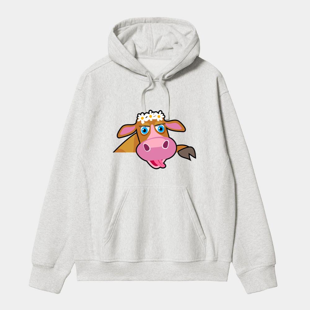 Cow With Flowers and Tongue Hoodie