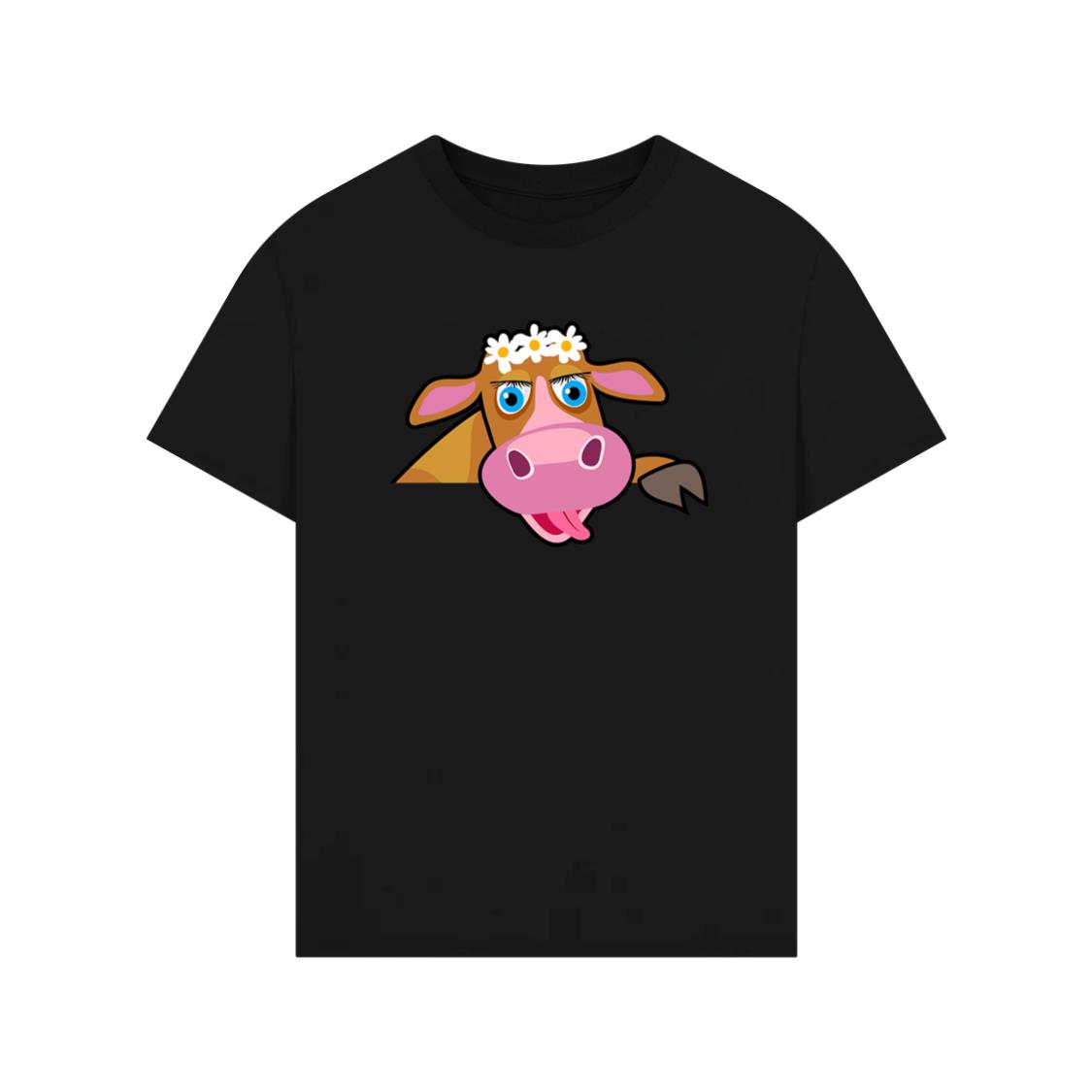 Cow With Flowers and Tongue T-Shirt