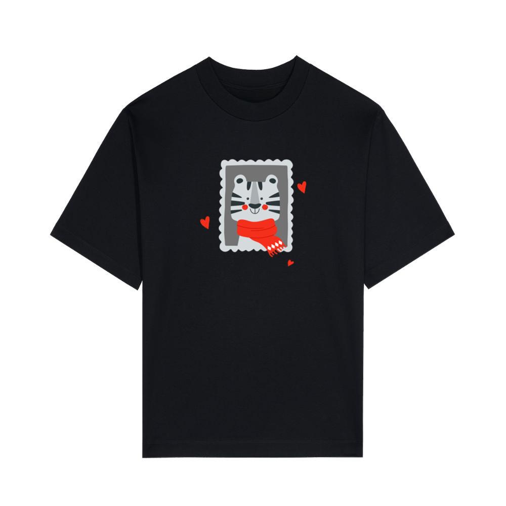 Cozy Tiger Stamp Hearts Christmas unisex Top T-Shirts