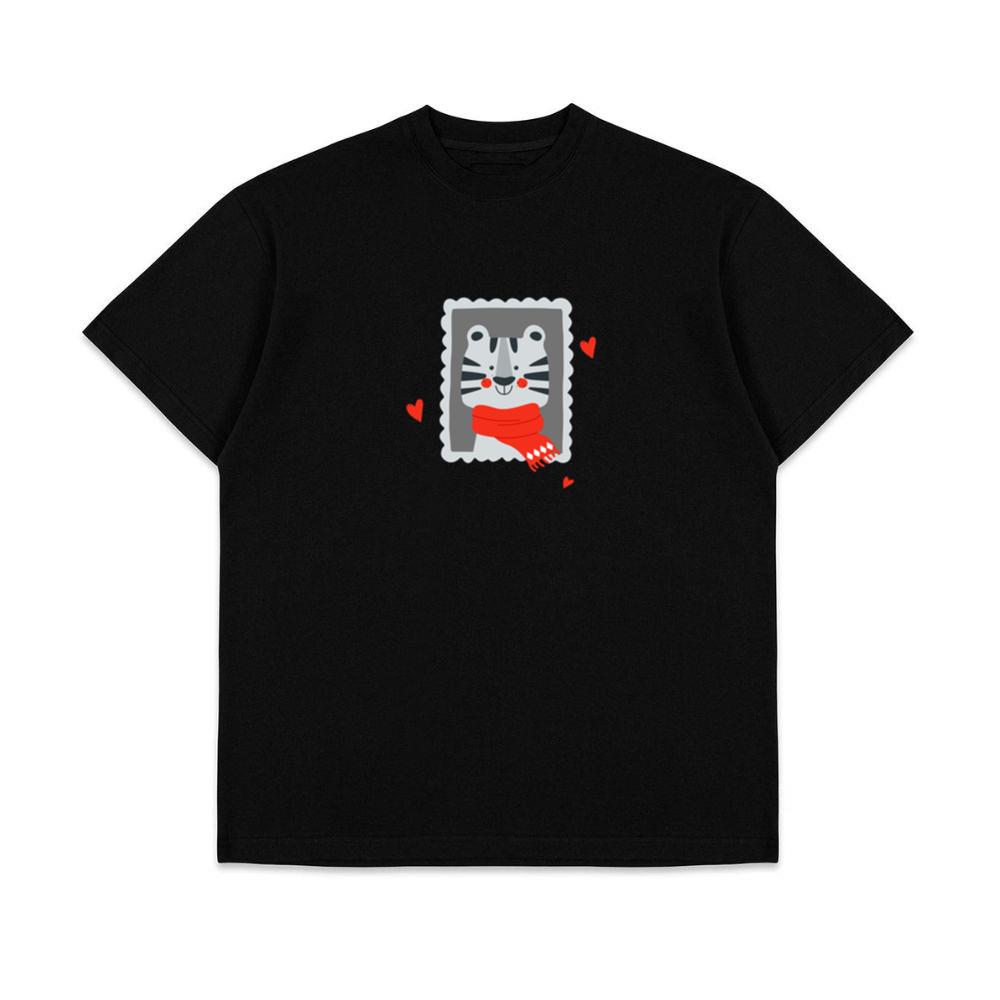Cozy Tiger Stamp Hearts Christmas unisex Top T-Shirts