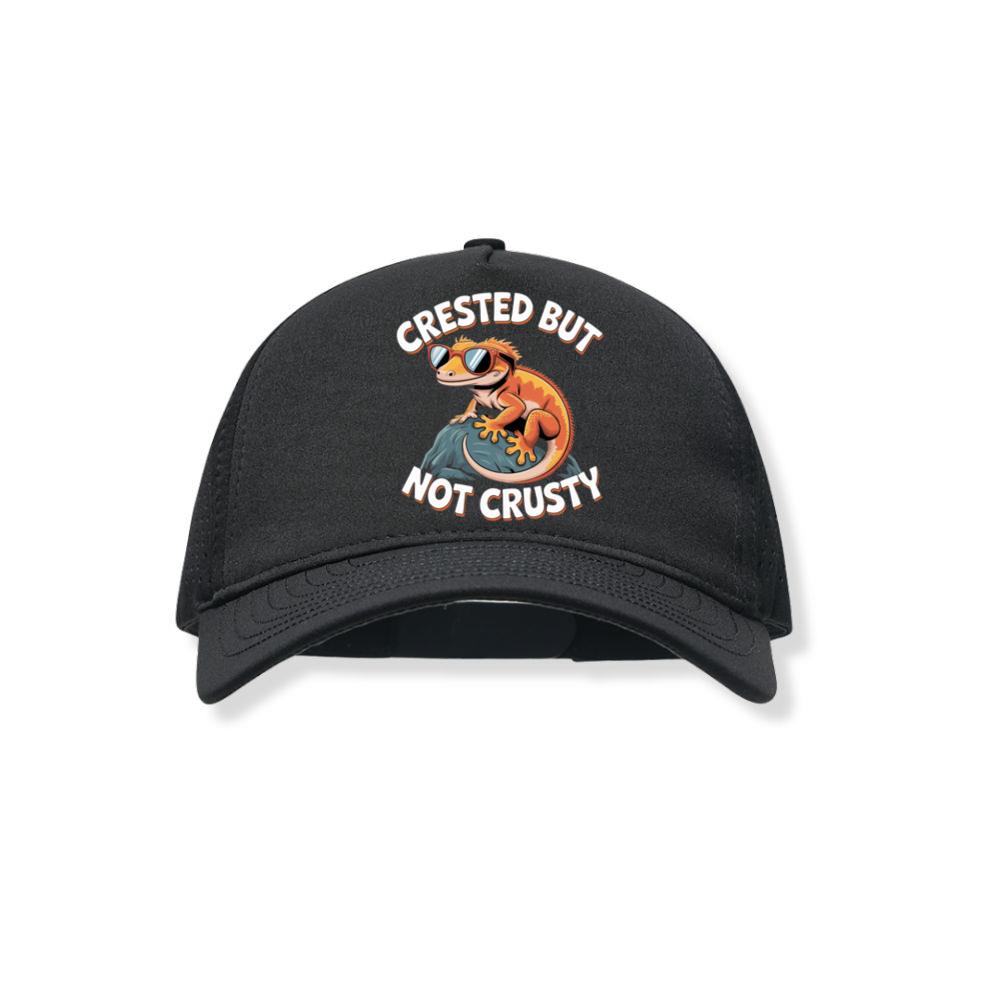 Crested But Not Crusty Lizard Retro Funny Graphic Black Hat
