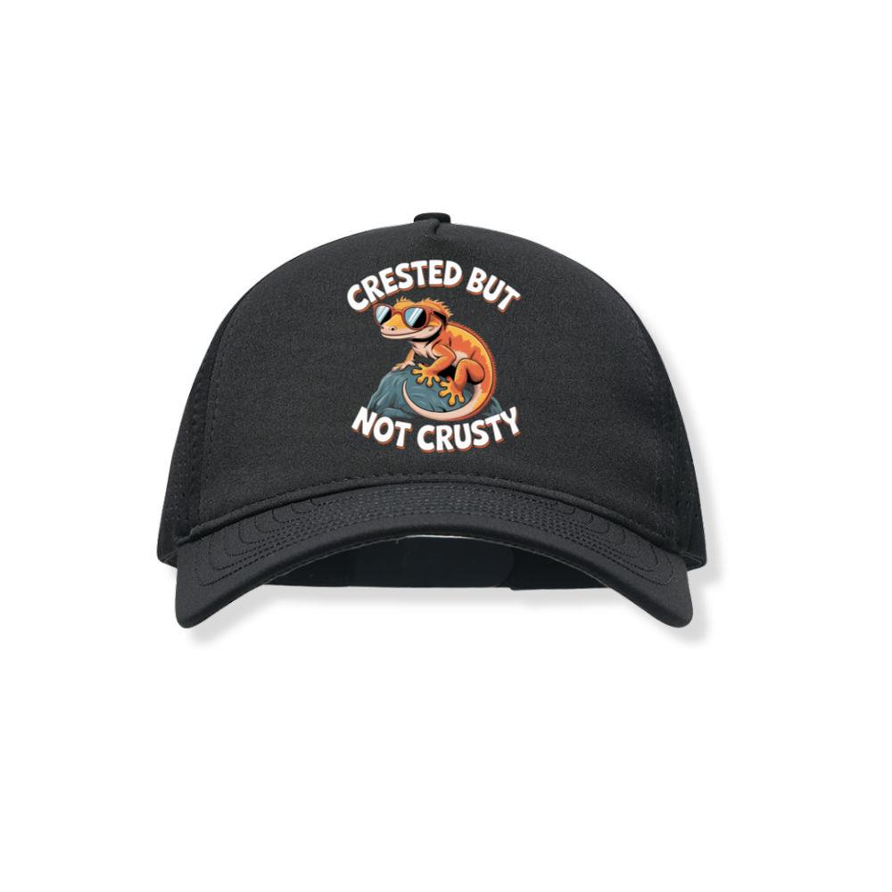 Crested But Not Crusty Lizard Retro Funny Graphic Black Hat
