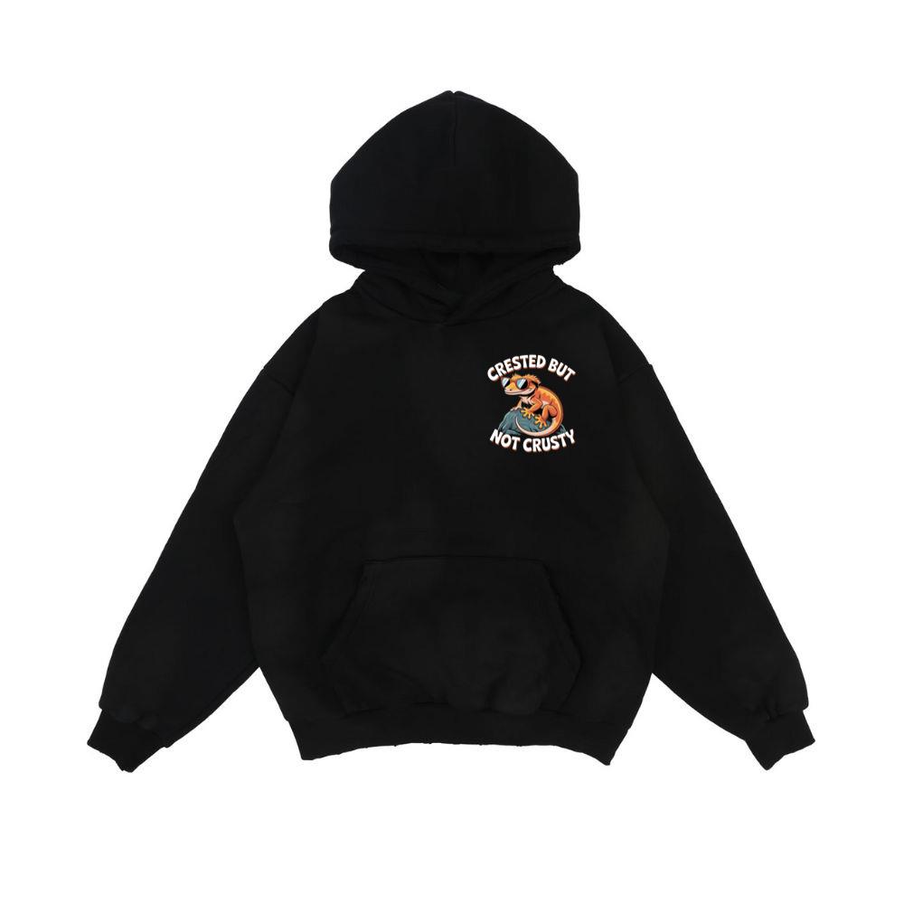 Crested But Not Crusty Lizard Retro Funny Graphic Hoodie