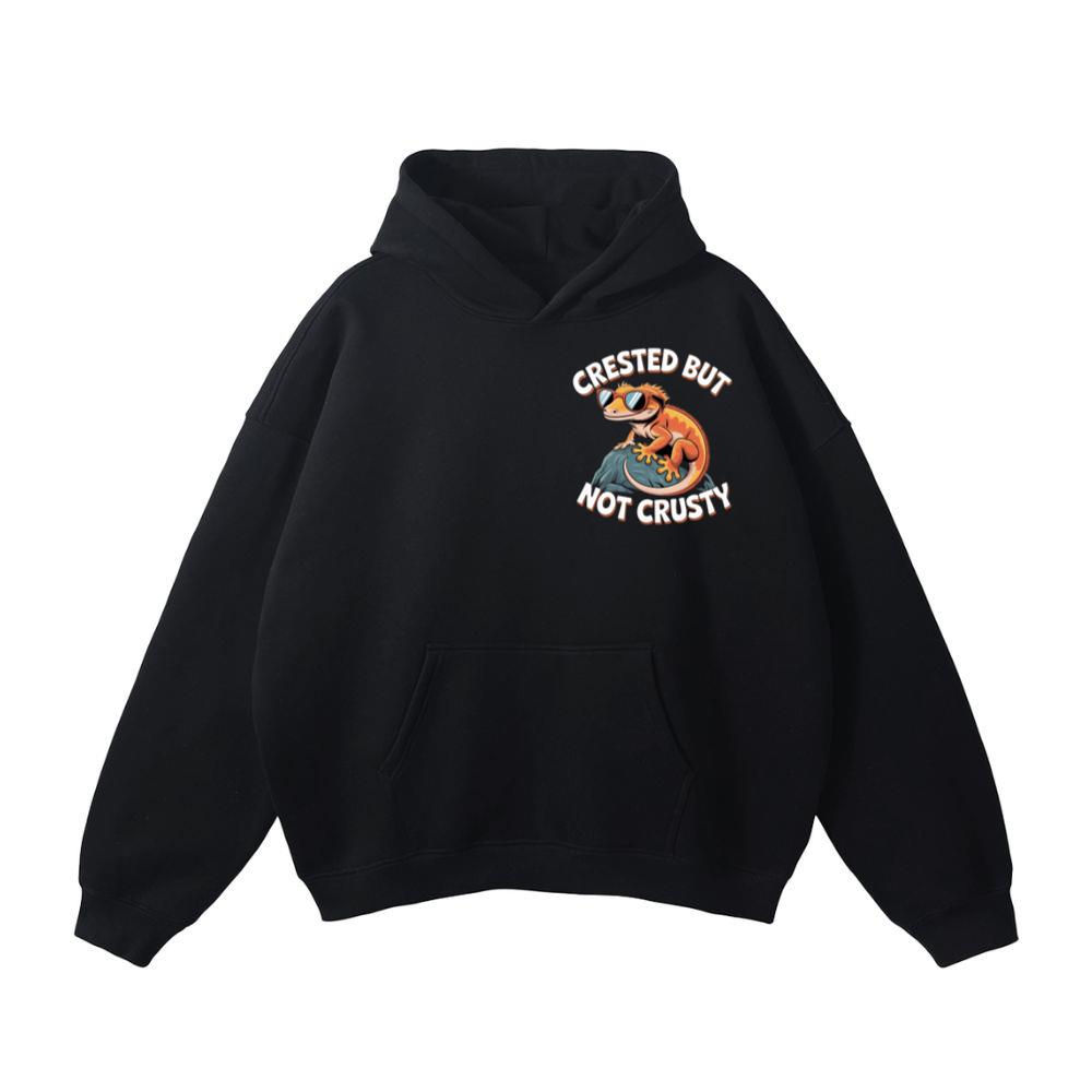 Crested But Not Crusty Lizard Retro Funny Graphic Hoodie