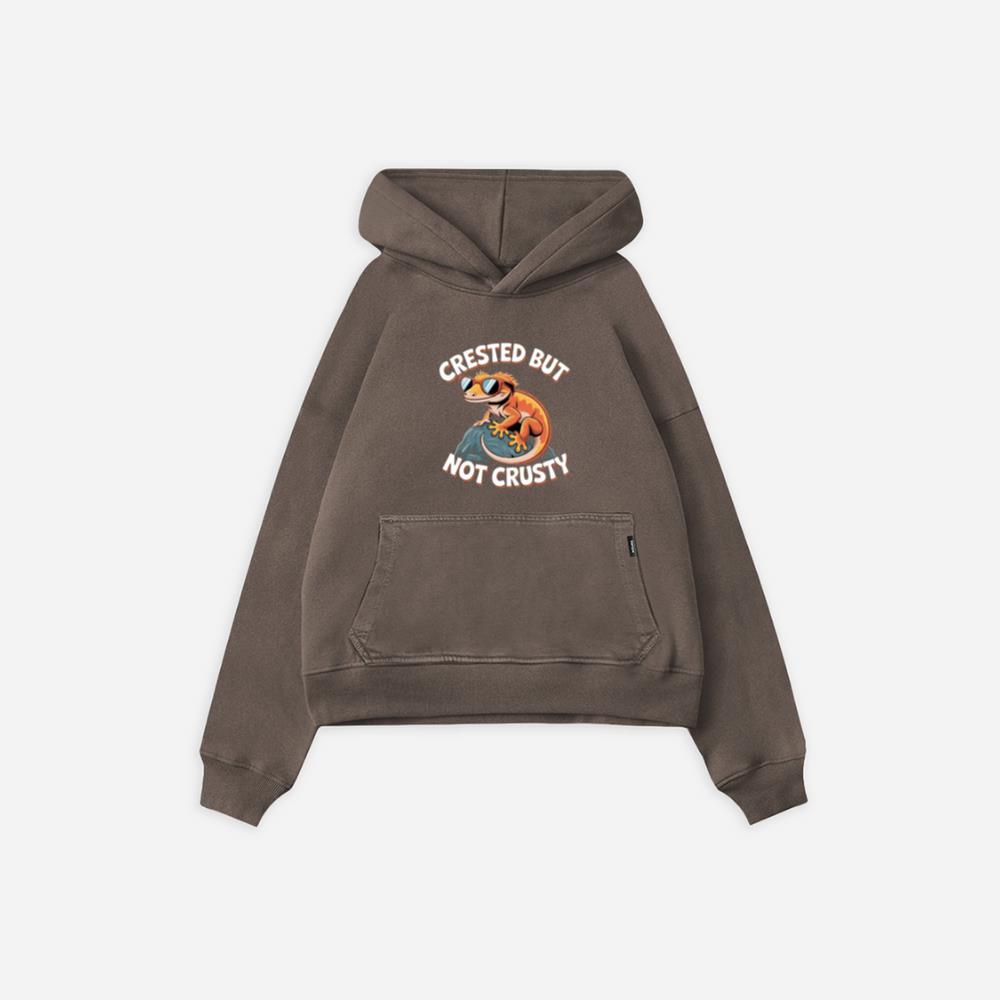 Crested But Not Crusty Lizard Retro Funny Graphic Hoodie