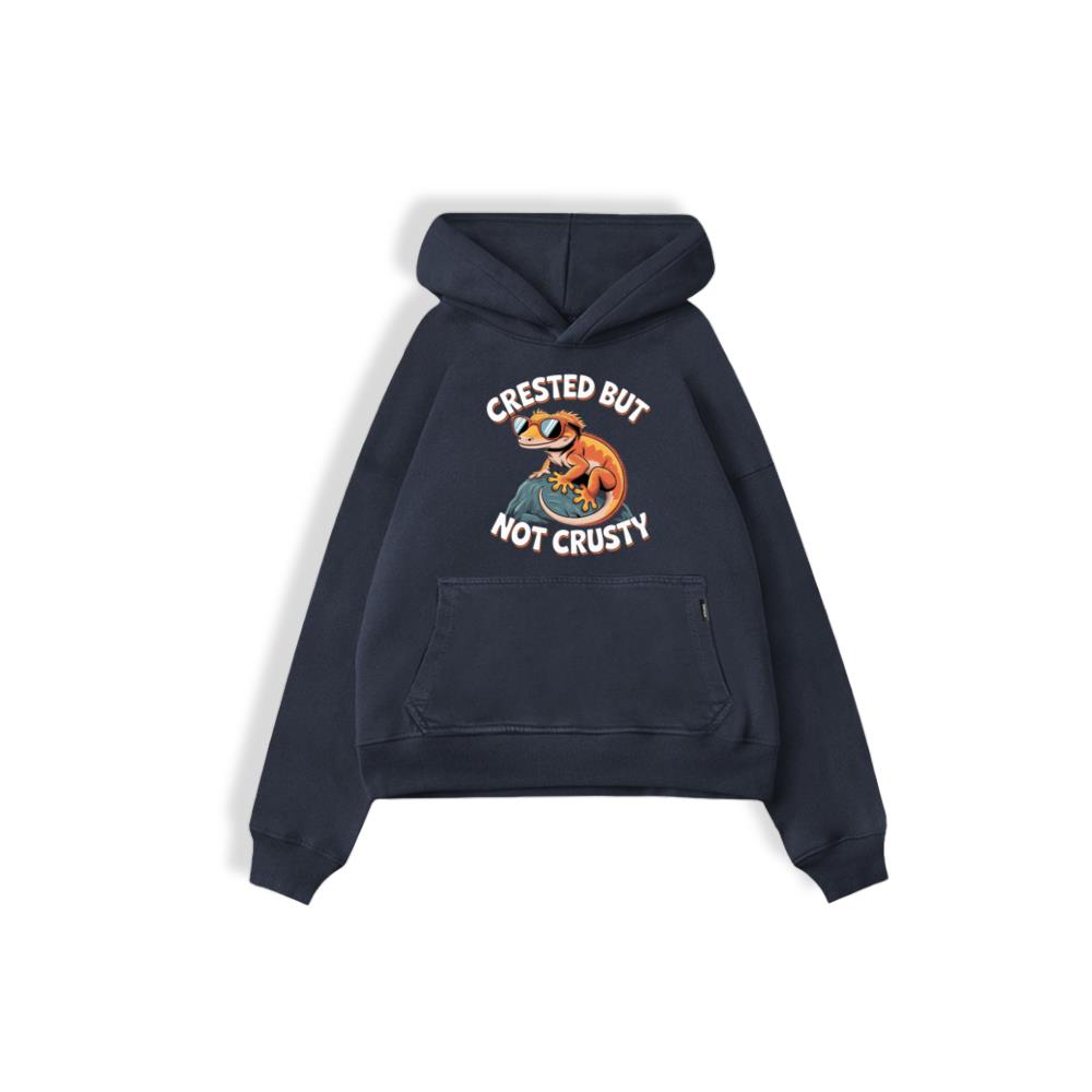 Crested But Not Crusty Lizard Retro Funny Graphic Hoodie - Image 2