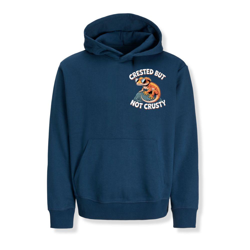 Crested But Not Crusty Lizard Retro Funny Graphic Hoodie - Image 2