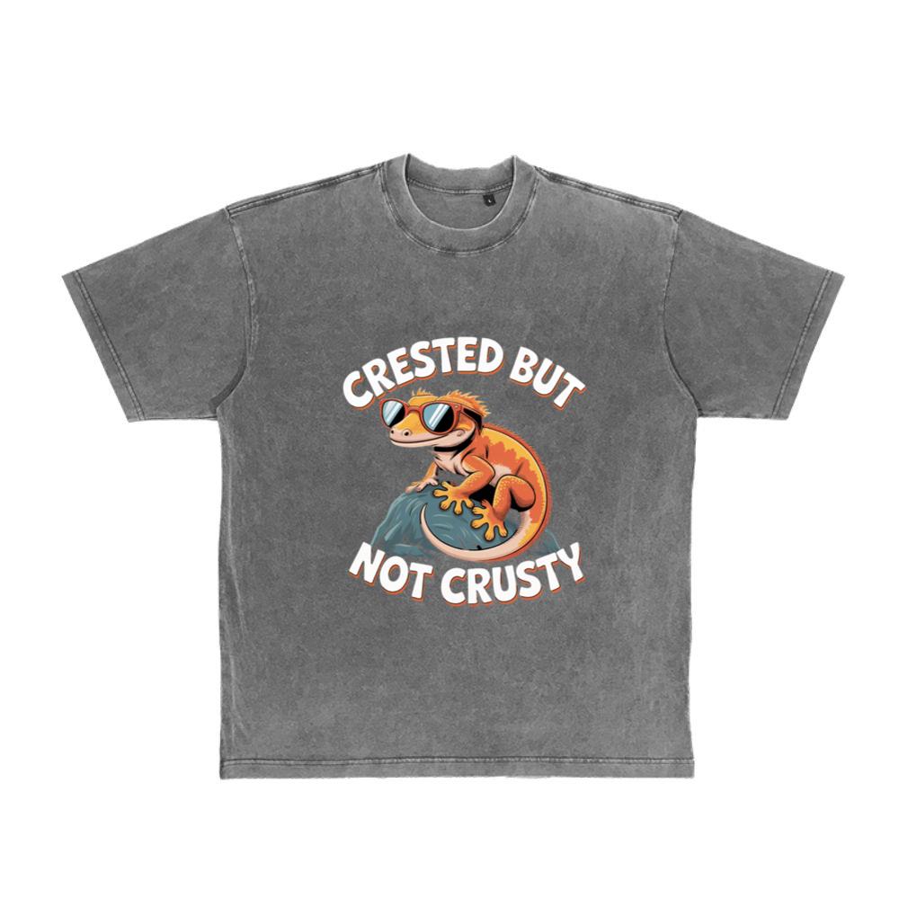 Crested But Not Crusty Lizard Retro Funny Graphic T-Shirt