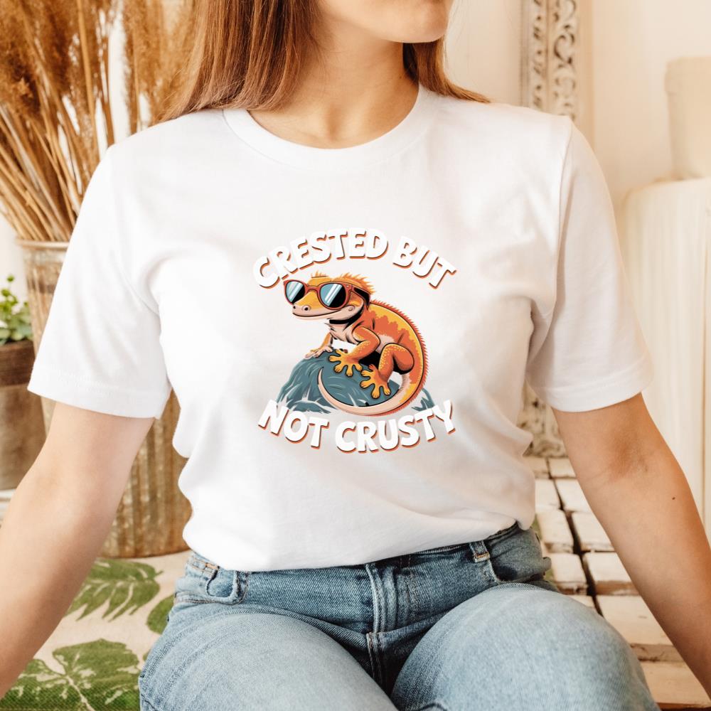 Crested But Not Crusty Lizard Retro Funny Graphic T-Shirt