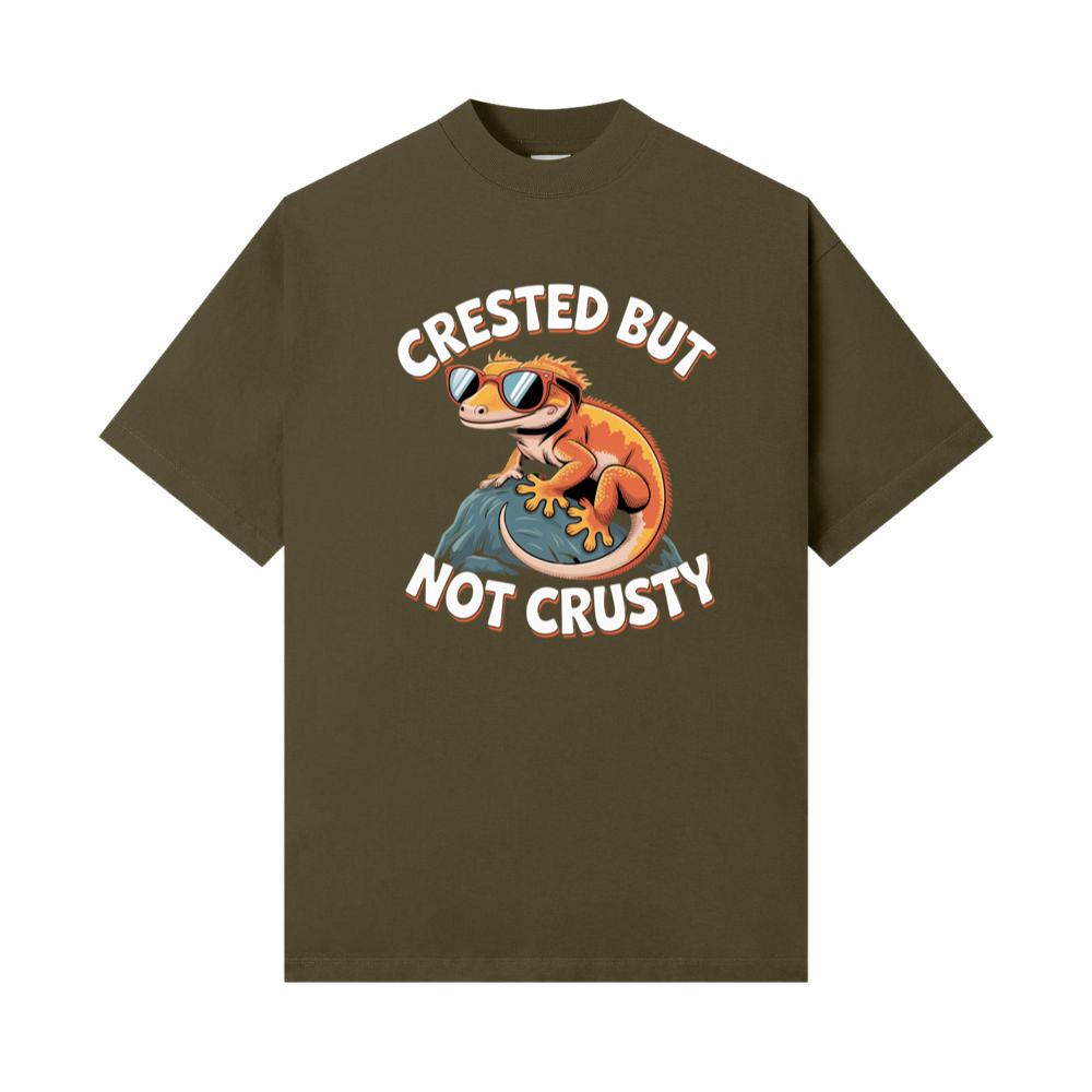 Crested But Not Crusty Lizard Retro Funny Graphic T-Shirt - Image 2