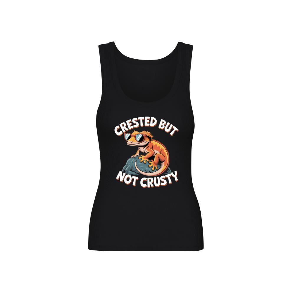 Crested But Not Crusty Lizard Retro Funny Graphic Tank Top