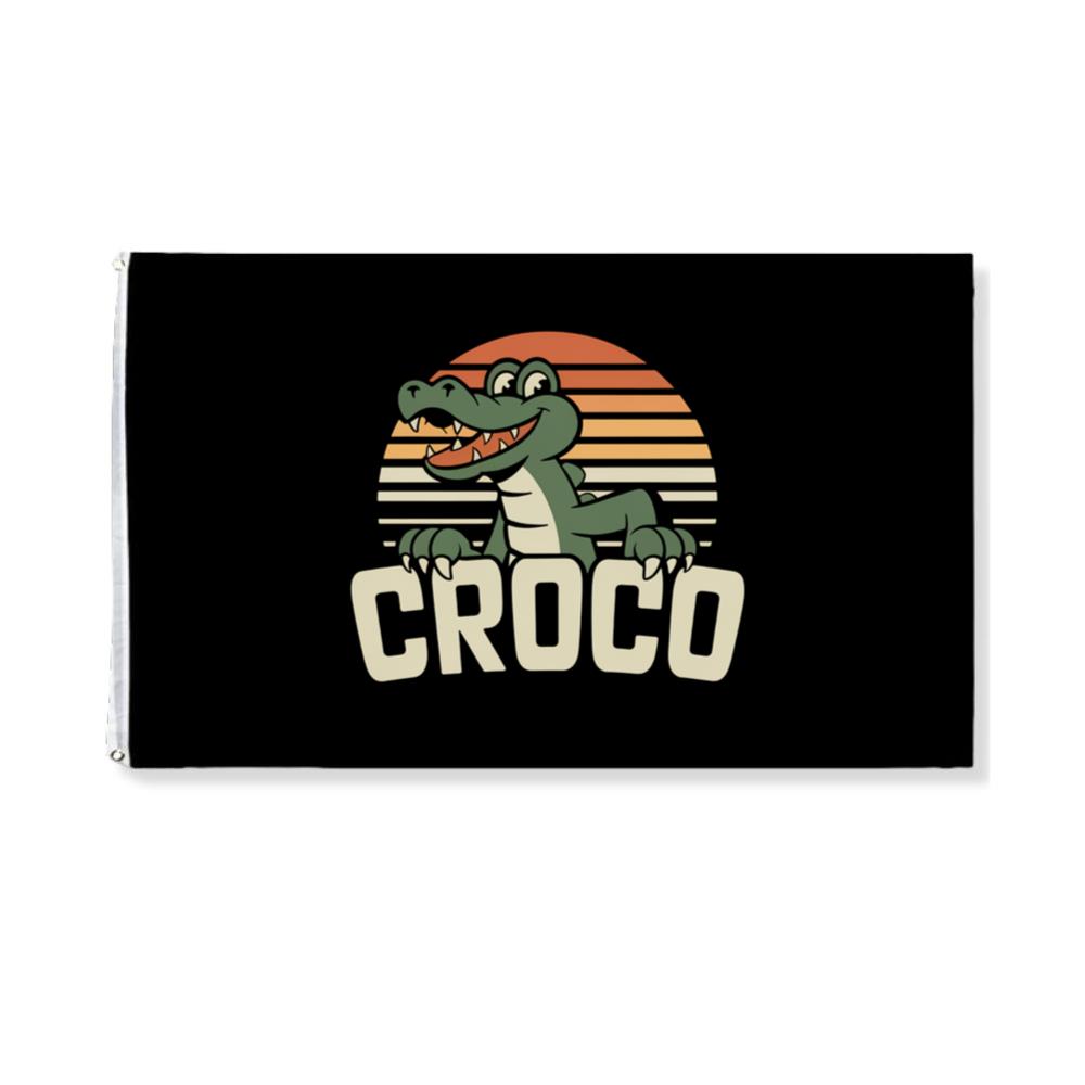 Croco Sunset Vintage Crocodile Graphic for Coastal Retro Lovers Flat