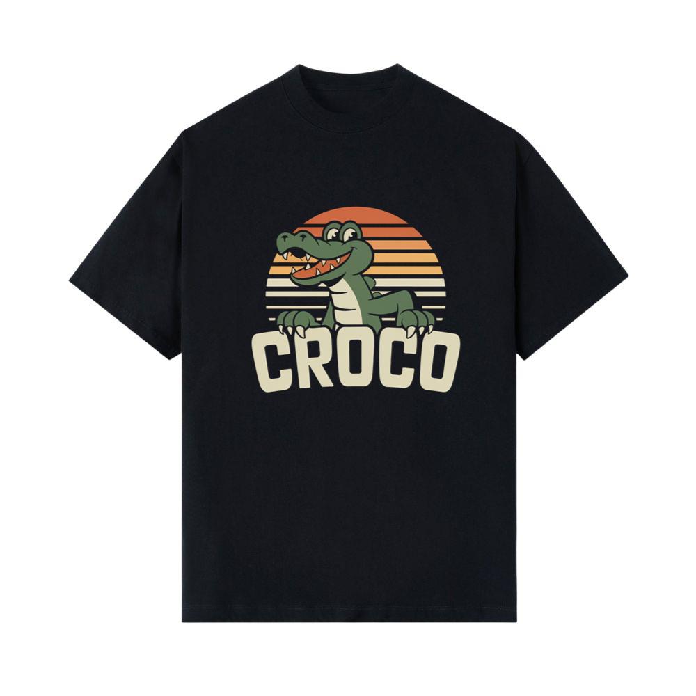 Croco Sunset Vintage Crocodile Graphic for Coastal Retro Lovers T-Shirt
