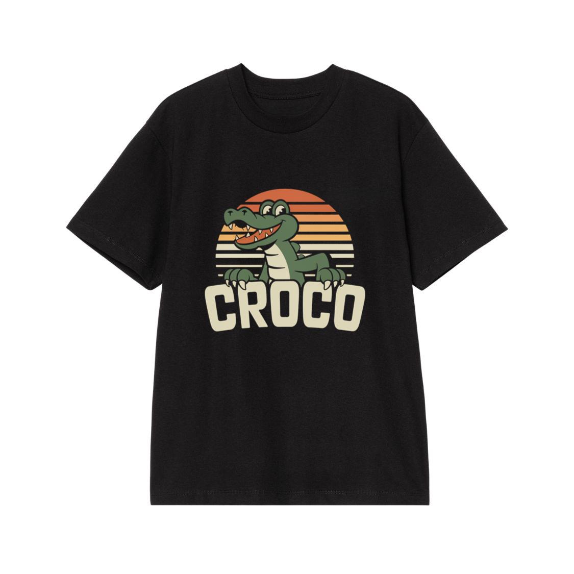 Croco Sunset Vintage Crocodile Graphic for Coastal Retro Lovers T-Shirt