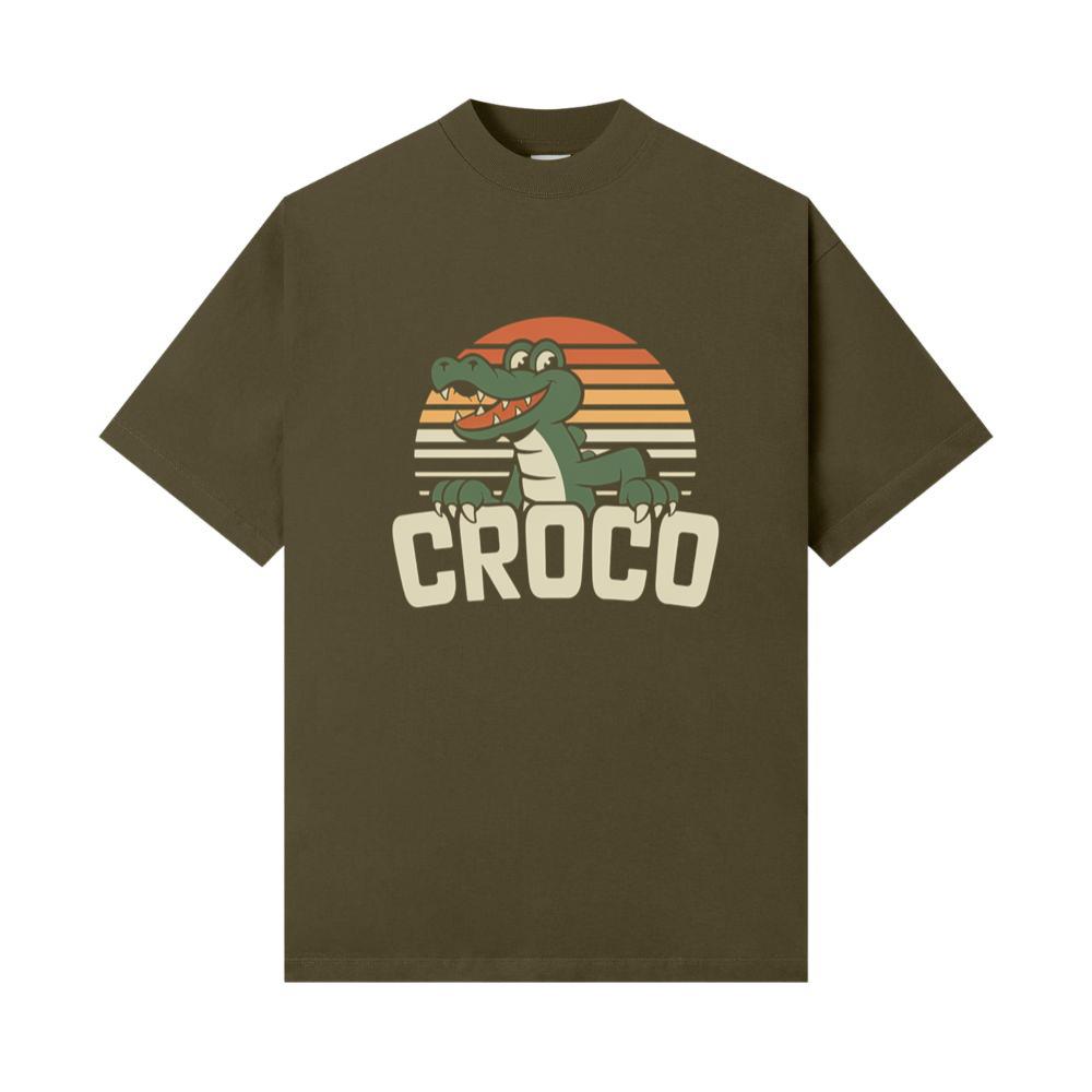 Croco Sunset Vintage Crocodile Graphic for Coastal Retro Lovers T-Shirt - Image 2
