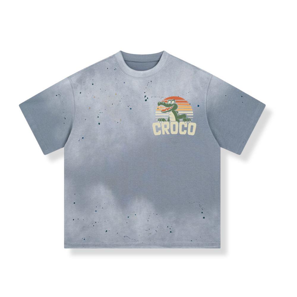 Croco Sunset Vintage Crocodile Graphic for Coastal Retro Lovers T-Shirt - Image 2