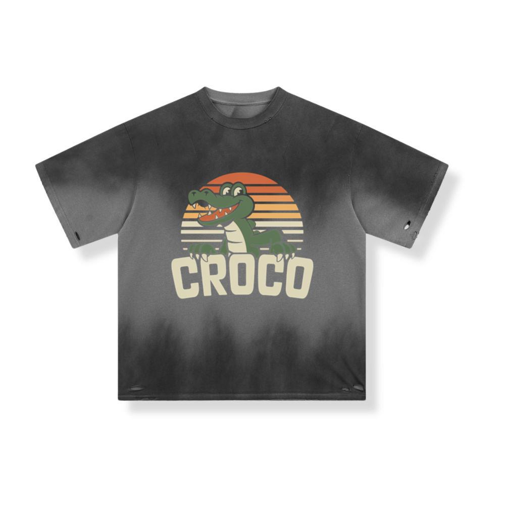 Croco Sunset Vintage Crocodile Graphic for Coastal Retro Lovers T-Shirt