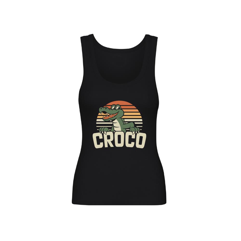 Croco Sunset Vintage Crocodile Graphic for Coastal Retro Lovers Tank Top