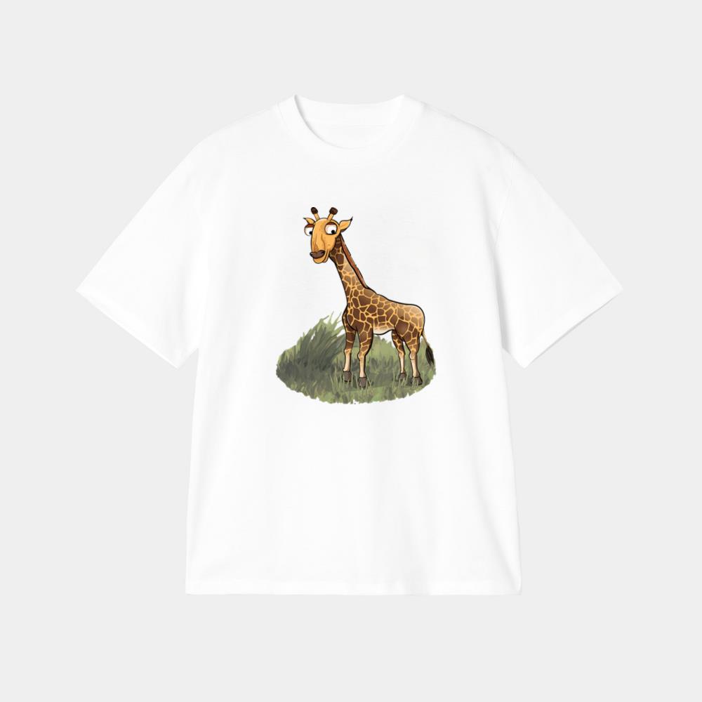 Curious Cartoon Giraffe T-Shirt - Image 2