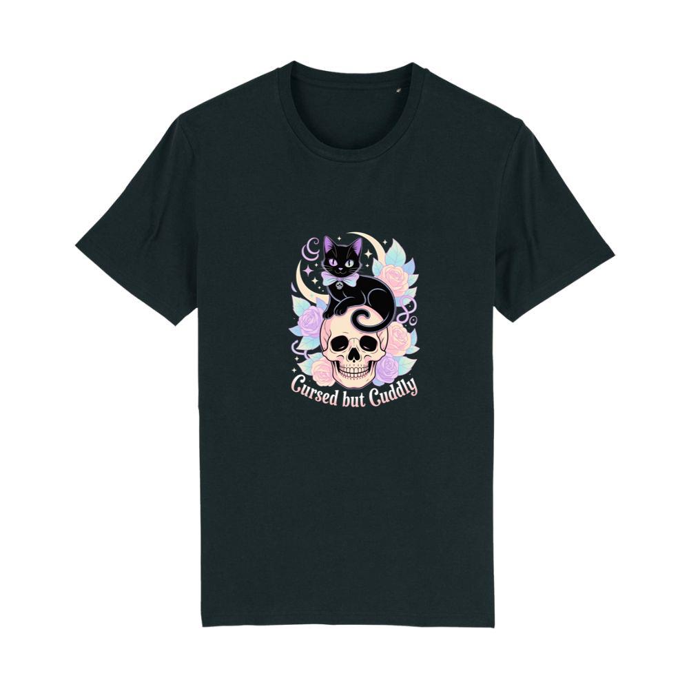 Cursed but Cuddly Skull Cat Retro Graphic T-Shirts