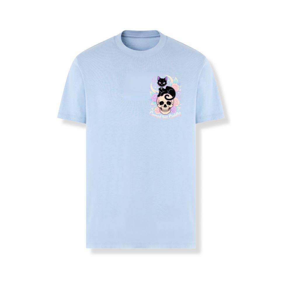 Cursed but Cuddly Skull Cat Retro Graphic T-Shirts