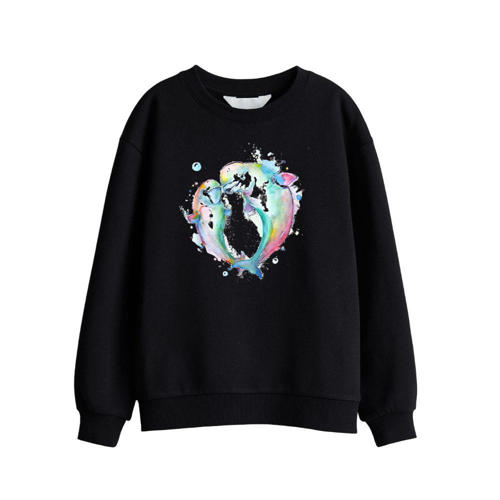 cute Beluga Whale couples watercolor colorful T-Shirt (1) Sweatshirt