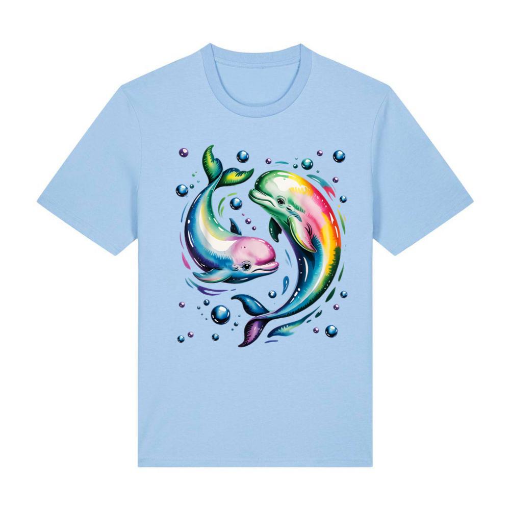Cute Beluga Whale Couples Watercolor Colorful T-Shirt