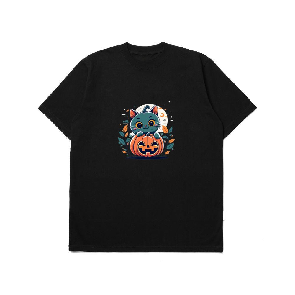 Cute Cat Halloween Pumpkin TShirts Vibesline