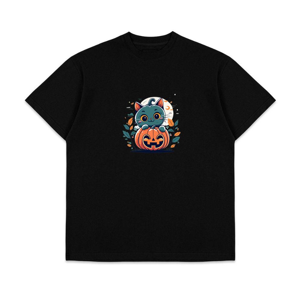 Cute Cat Halloween Pumpkin T-Shirts