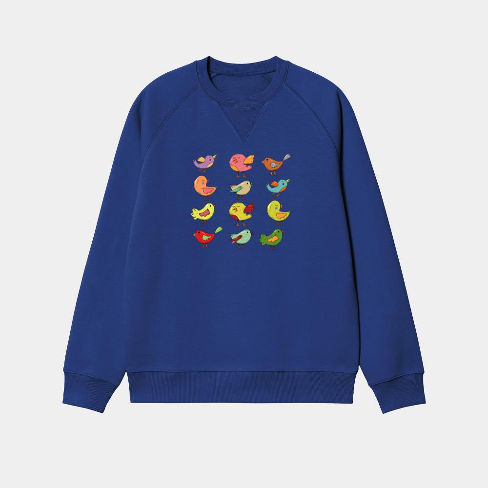 Cute Colorful Cartoon Birds Set Sweatshirt