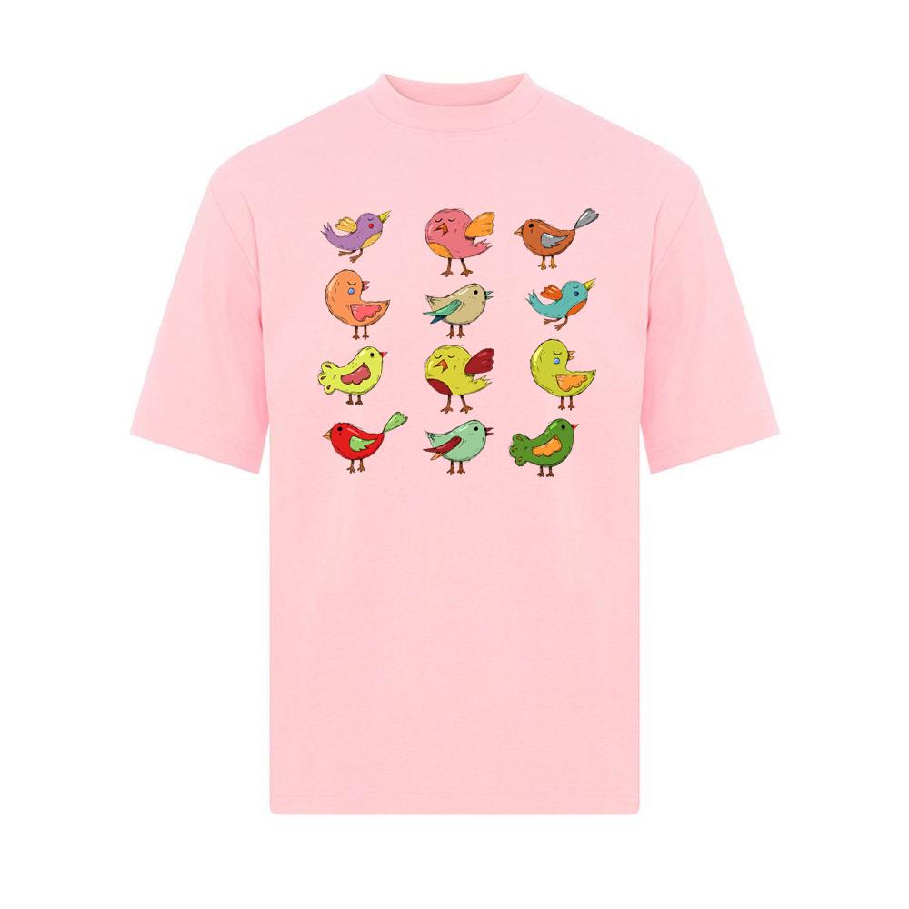 Cute Colorful Cartoon Birds Set T-Shirts