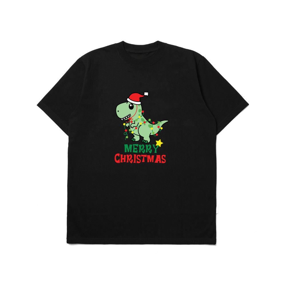 Cute Dinosaur With Lights Merry Christmas Unisex Top TShirts Tarologos