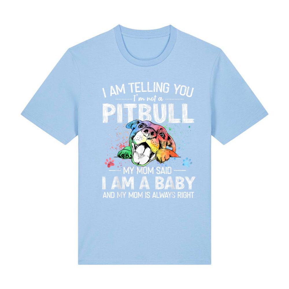 Cute Pitbull Lovers Gift I Am Telling You I'm Not A Pitbull Dog Owners Funny Dog T-Shirt Black Unisex-Adults Classic Fit Short Sleeve Cotton T-Shirt Size Small