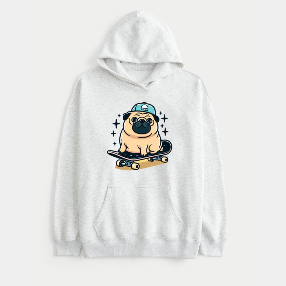 Cute Pug Skateboarding Hoodie