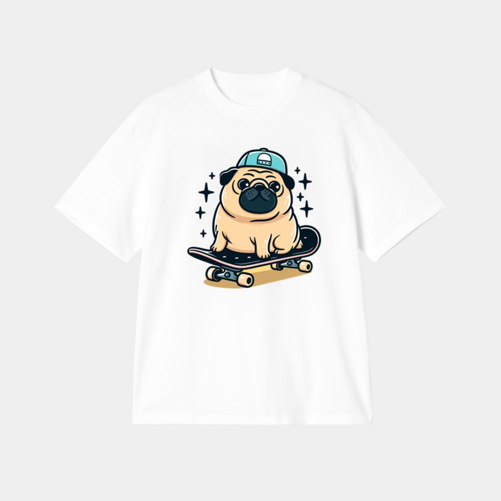 Cute Pug Skateboarding T-Shirt